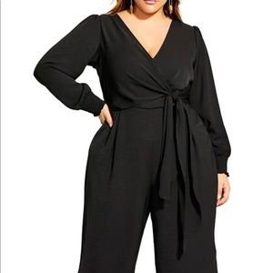 Black long sleeved wide leg jumpsuit